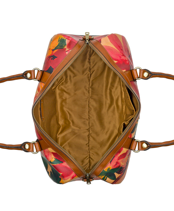 Patricia Nash Milano Weekender Duffel Bag Patina Coated Linen Canvas — Spring Multi