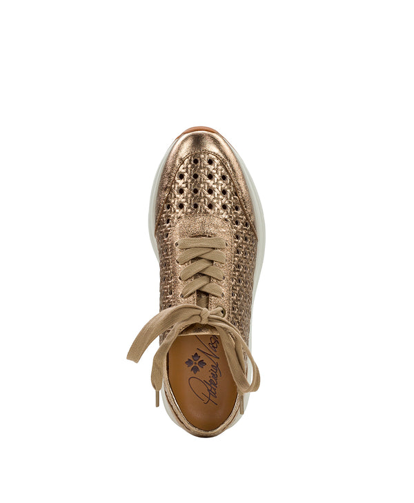 Patricia Nash Milla Perforated Sneaker Perforated Leather — Gold