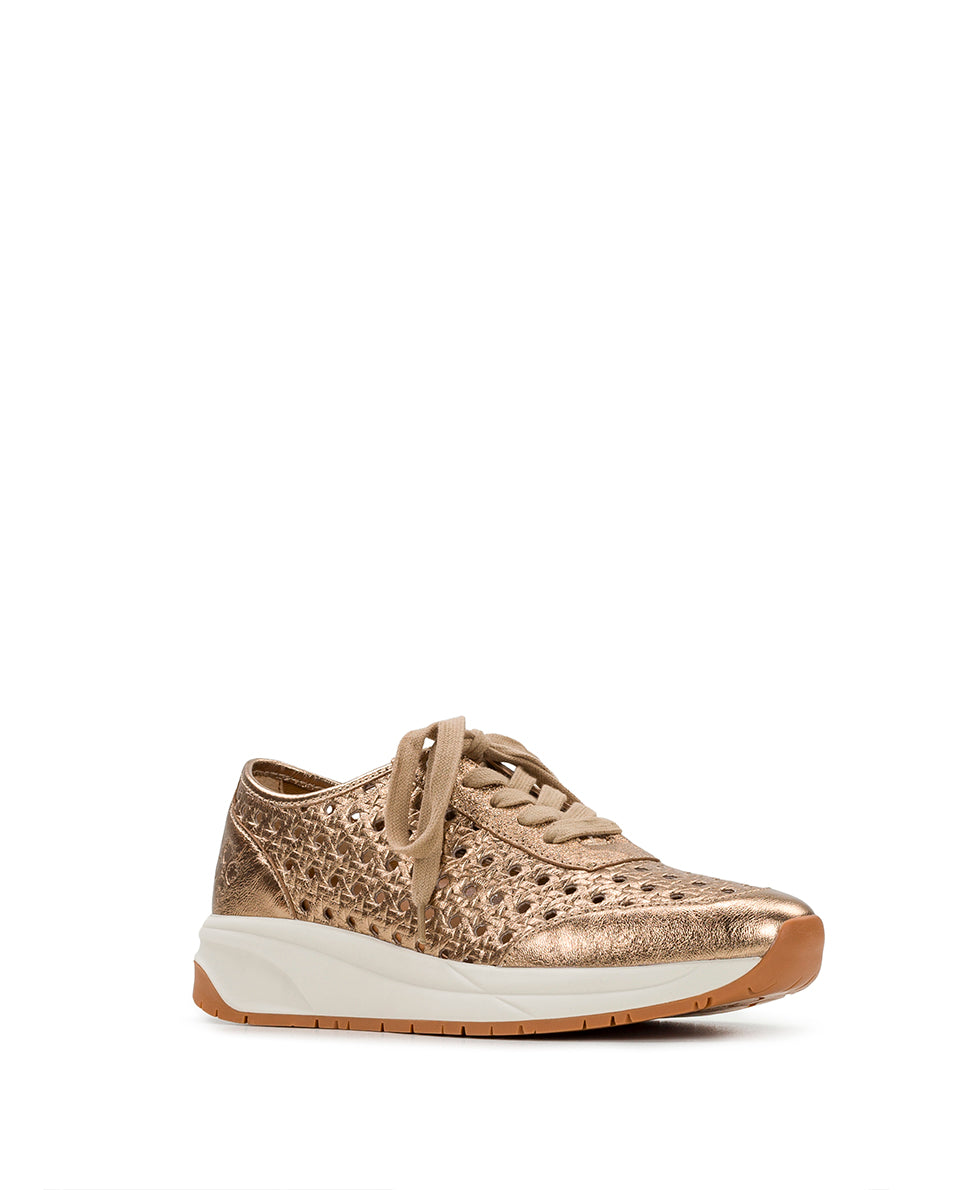 patricia nash Milla Perforated Sneaker Perforated Leather — Gold