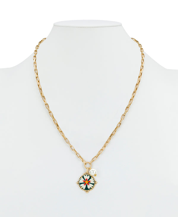 Patricia Nash Modular Drop And Pearl Necklace Leather Inset Collection