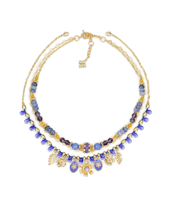 Patricia Nash Modular Three Strand Necklace Aegean Blooms