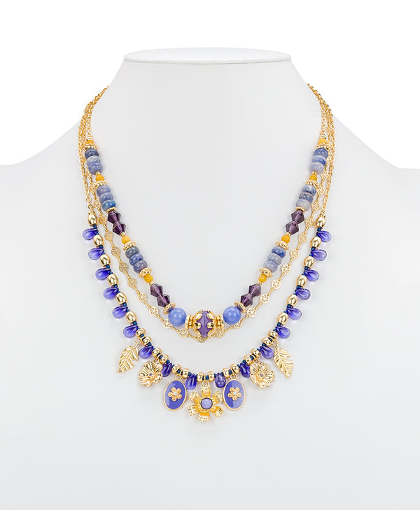 Patricia Nash Modular Three Strand Necklace Aegean Blooms