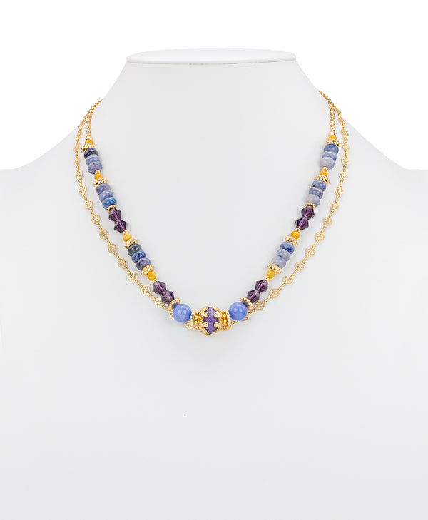 Patricia Nash Modular Three Strand Necklace Aegean Blooms