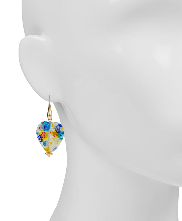 Patricia Nash Multi Bead Heart Drop Earrings World Bead