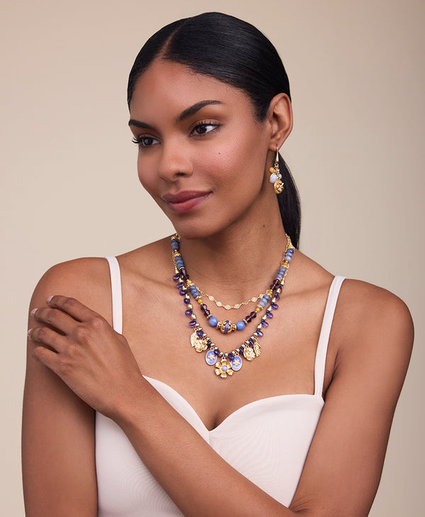 Patricia Nash Multi Charm Drop Earrings Aegean Blooms