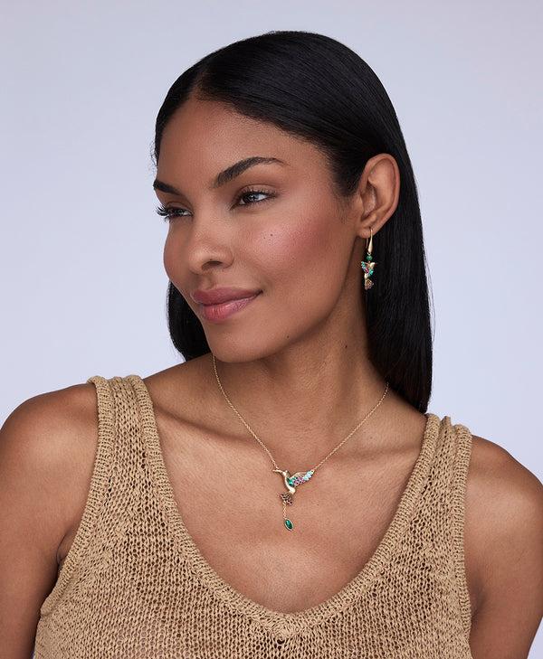 Patricia Nash Multi Jeweled Hummingbird Drop Earrings Hummingbird