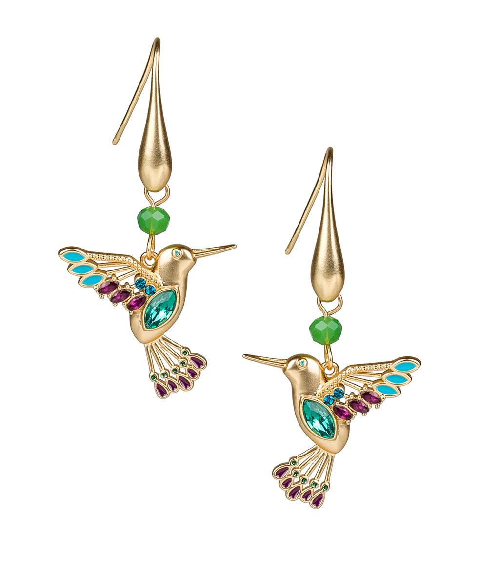 patricia nash Multi Jeweled Hummingbird Drop Earrings Hummingbird