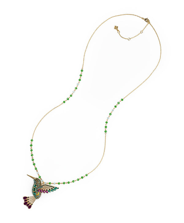 Patricia Nash Multi Jeweled Hummingbird Pendant Necklace Hummingbird