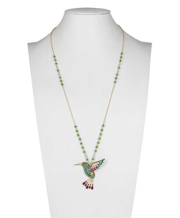 Patricia Nash Multi Jeweled Hummingbird Pendant Necklace Hummingbird