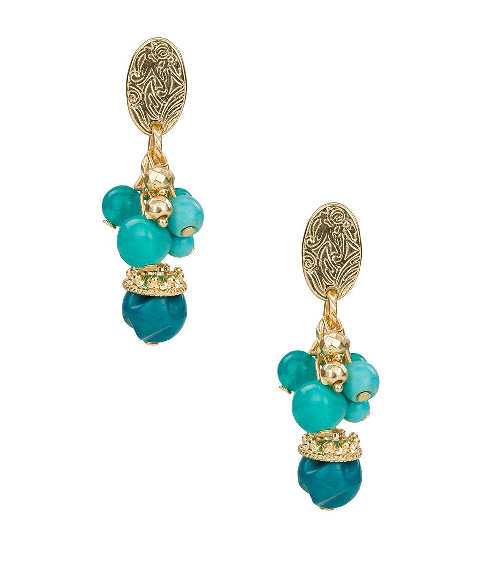 patricia nash Multi Teal Bead Drop Post Earrings Eclectic Bead