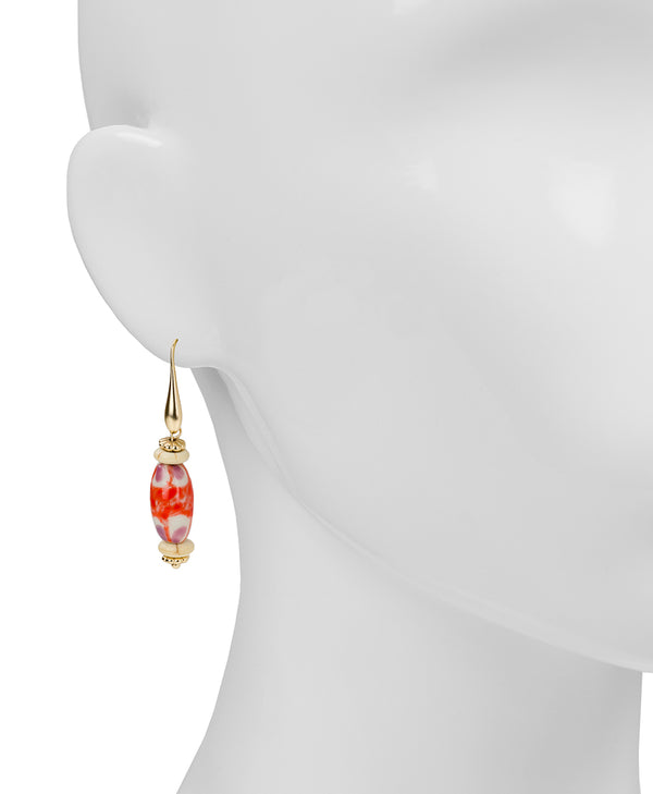 Patricia Nash Orange Bead Drop Earrings Ceramic Bead