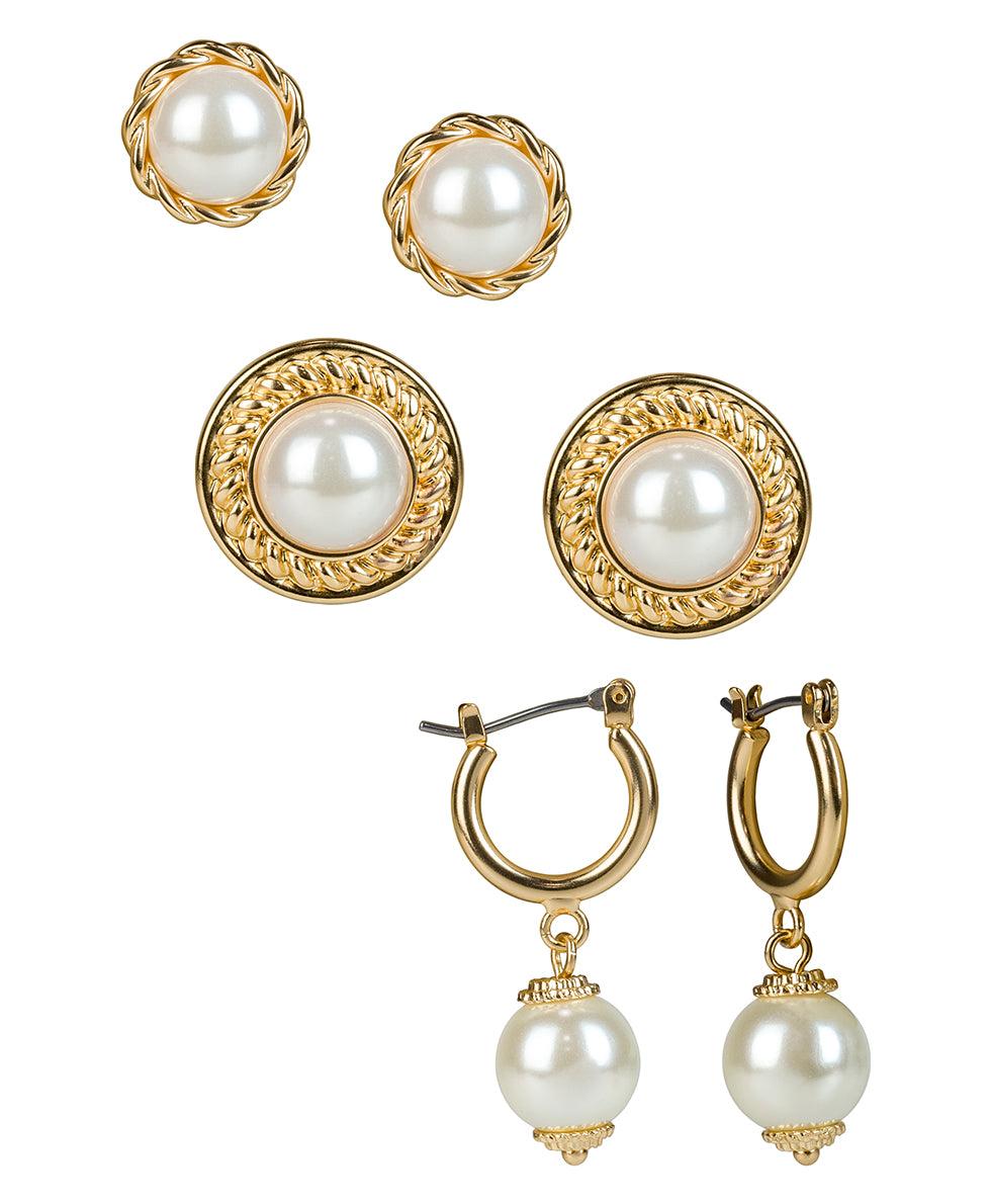 patricia nash 3 Set Pearl Earrings
