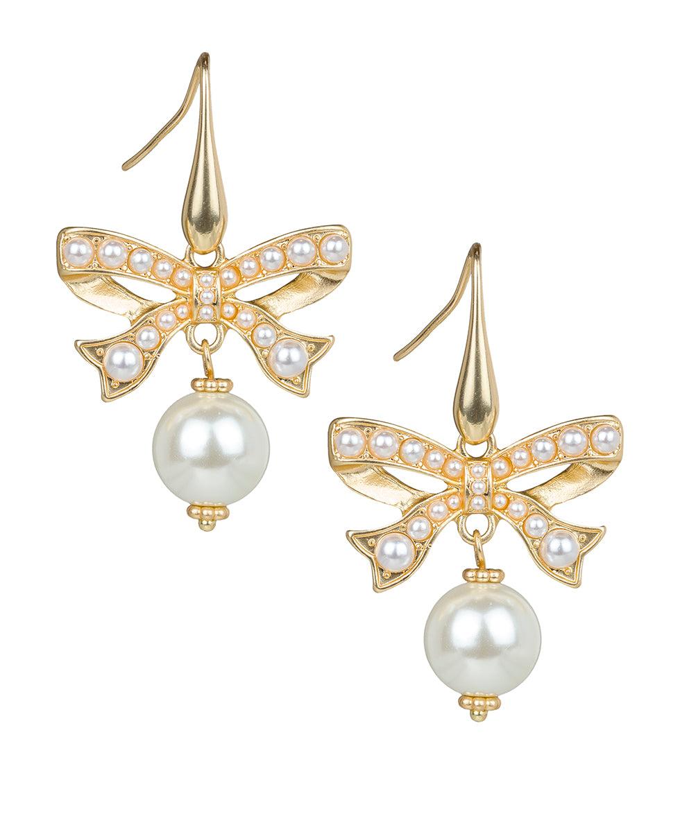 patricia nash Bow Pearl Drop Earrings Gift Wrapped