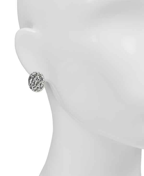 Patricia Nash Button Clip Earrings Hammered Link