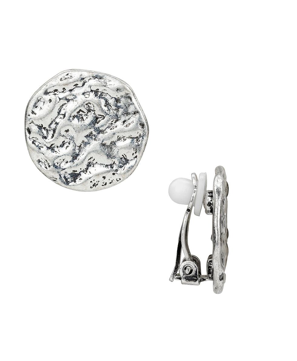 patricia nash Button Clip Earrings Hammered Link