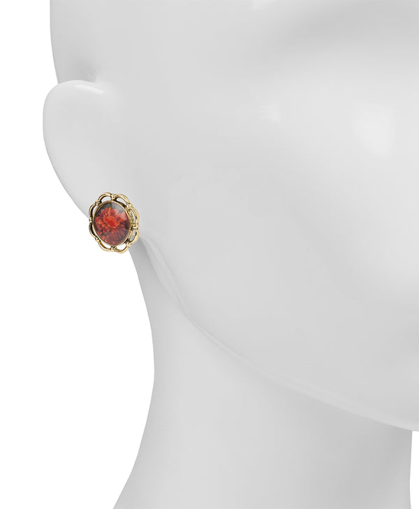 Patricia Nash Button Clip Earrings Multi Print