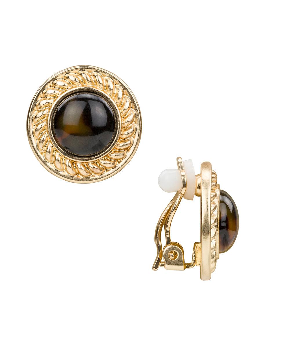 patricia nash Button Clip Earrings Resin Tortoise