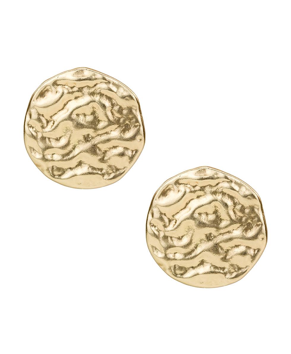patricia nash Button Post Earrings Hammered Link
