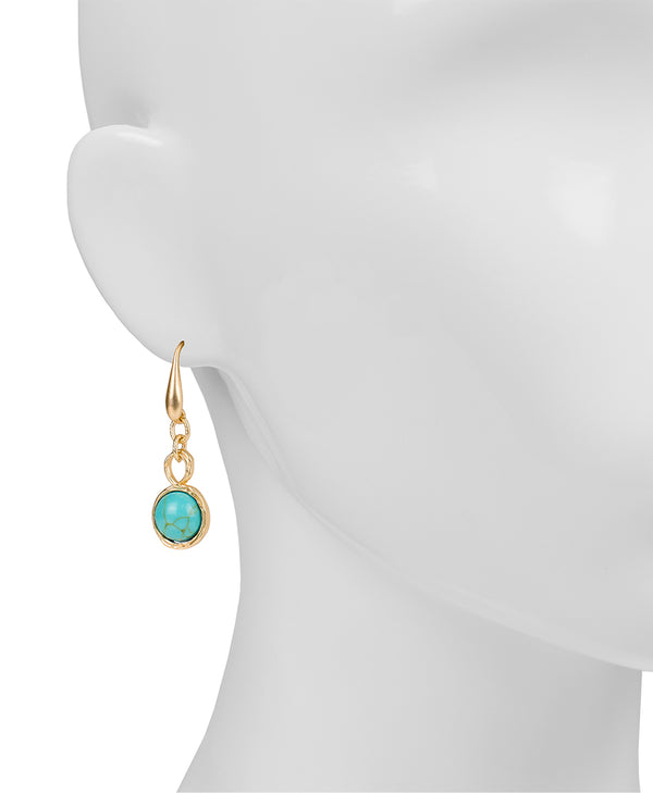 Patricia Nash Cabochon Drop Earrings Blue Ocean