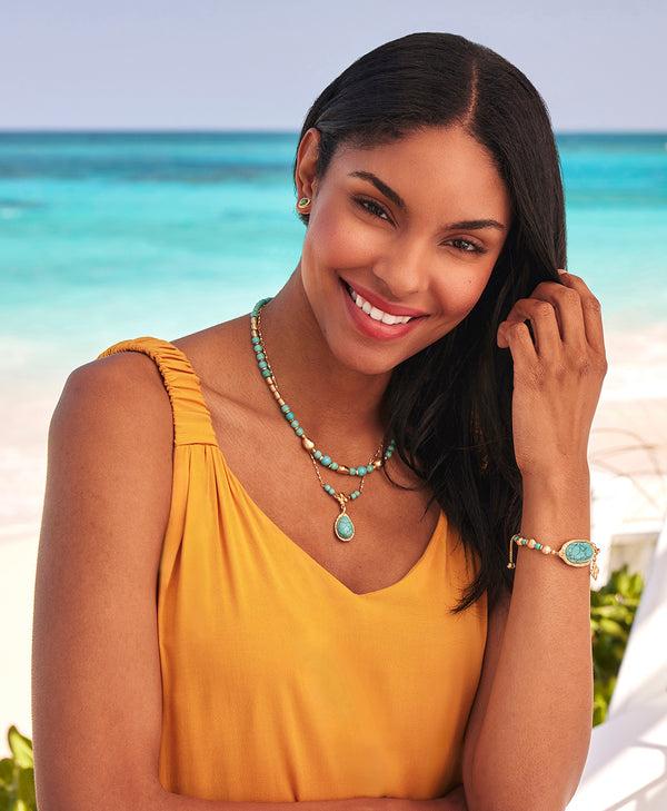 Patricia Nash Cabochon Stud Earrings Blue Ocean