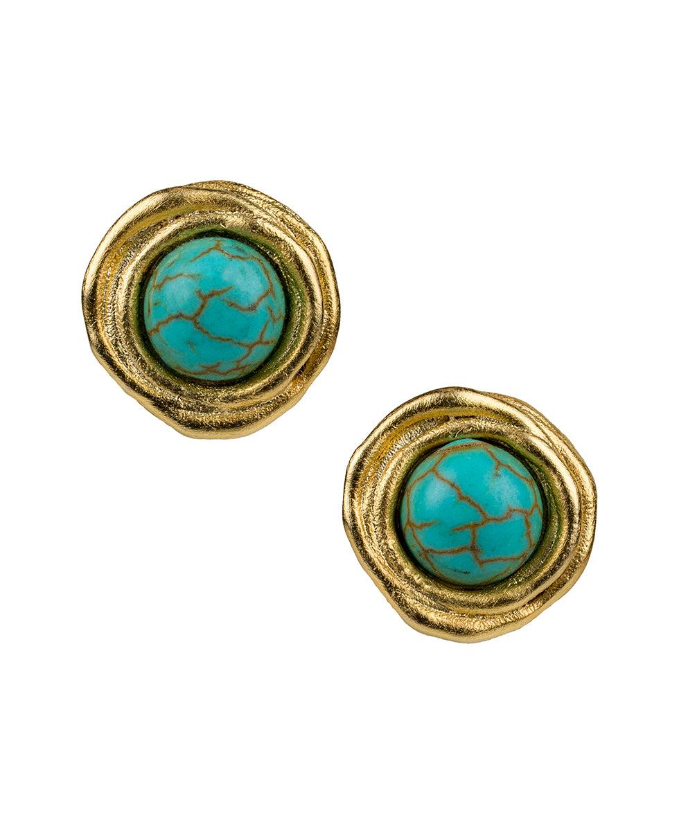 patricia nash Cabochon Stud Earrings Blue Ocean