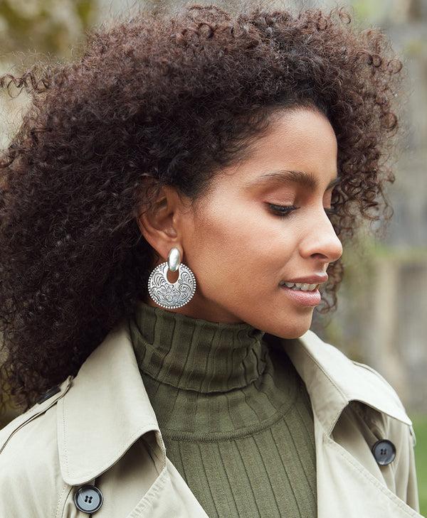 Patricia Nash Doorknocker Earrings Etched Tooled