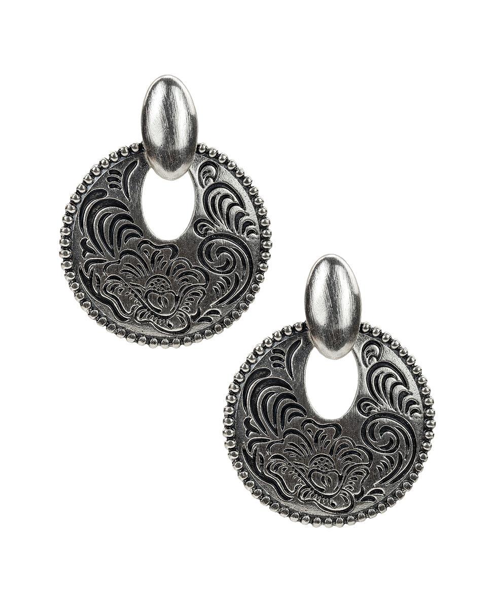 patricia nash Doorknocker Earrings Etched Tooled
