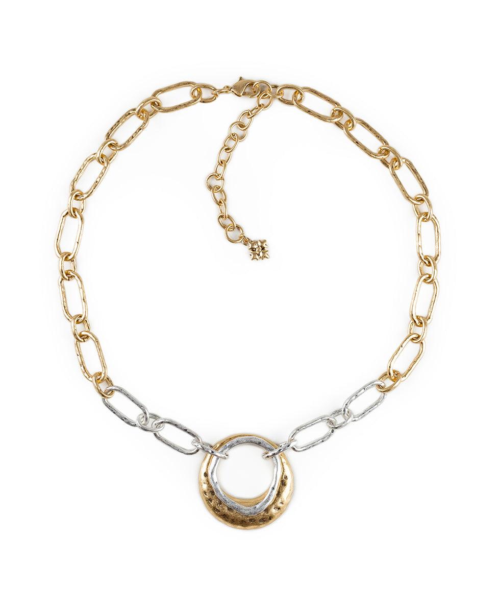 patricia nash Double Circle Necklace Hammered