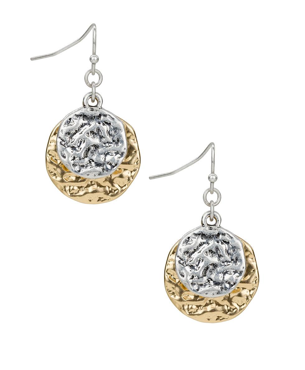 patricia nash Double Drop Earrings Hammered Link