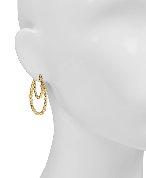 Patricia Nash Double Hoop Earrings Woven Metal