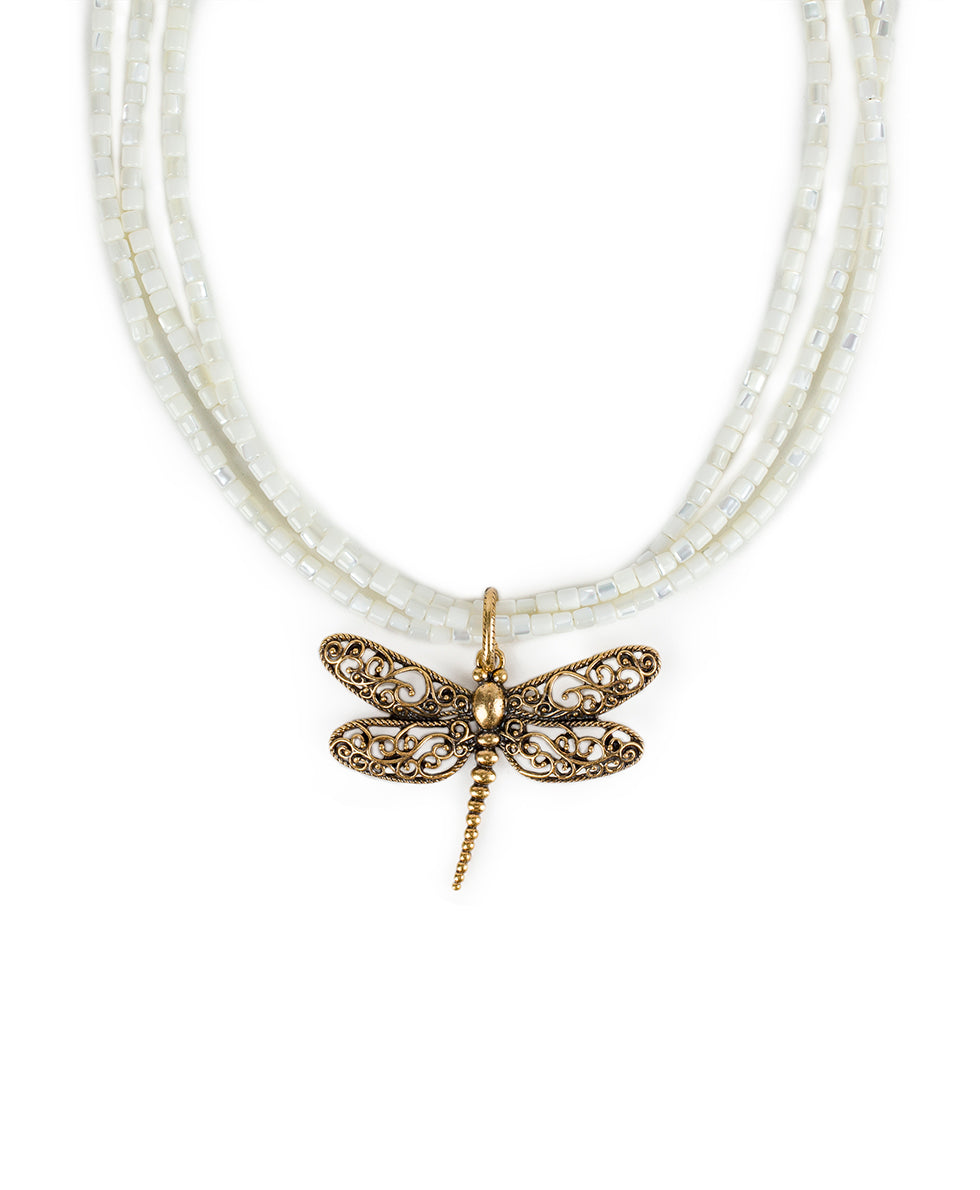 patricia nash Dragonfly Pendant Filigree & Flowers