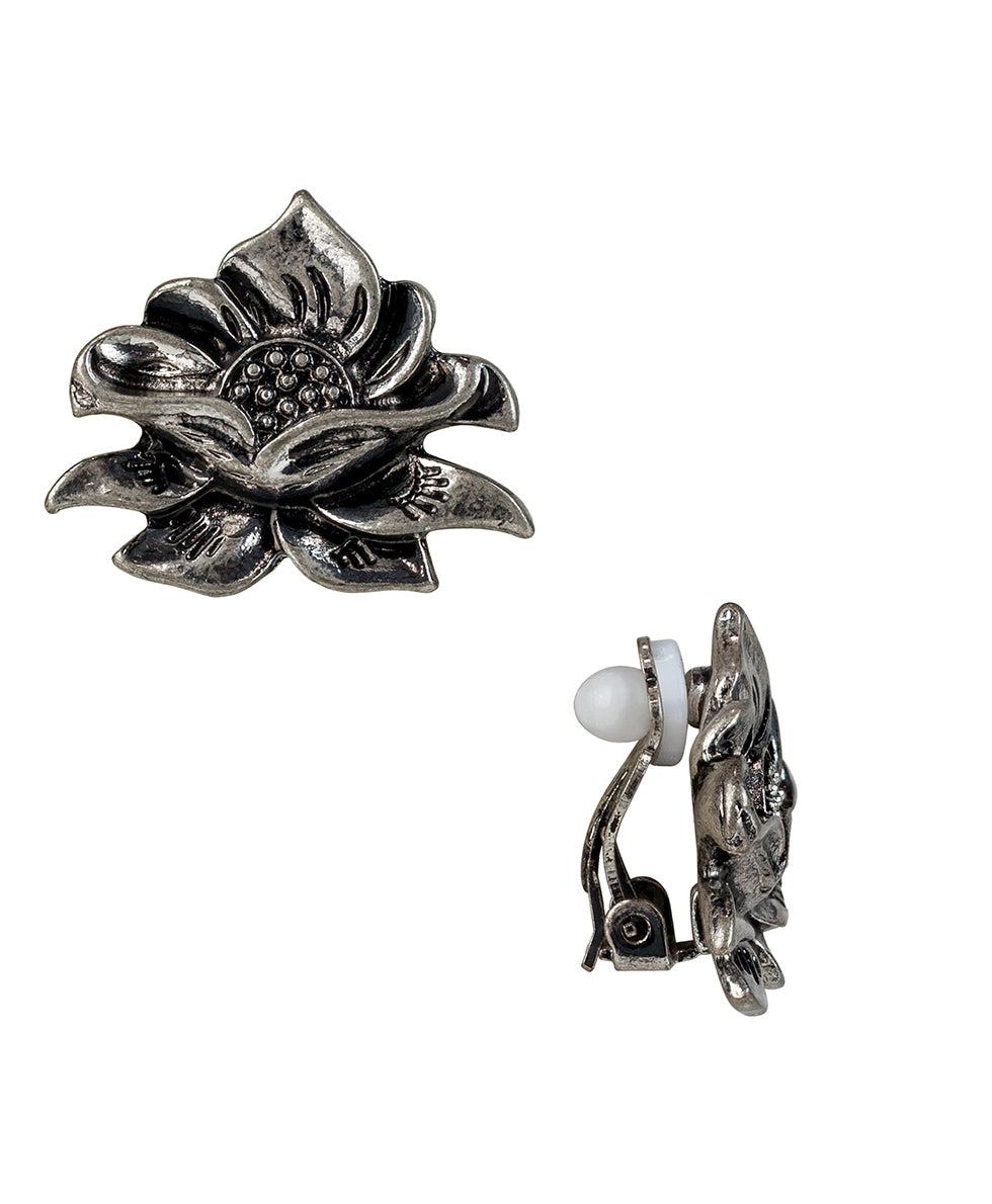 patricia nash Flower Clip Earrings Tooled Flower