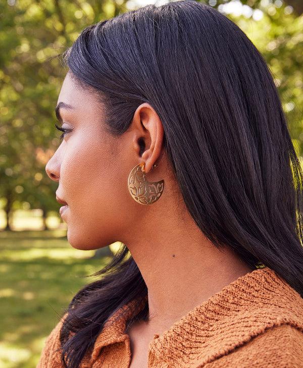 Patricia Nash Gypsy Hoop Earrings Laser Cut Floret