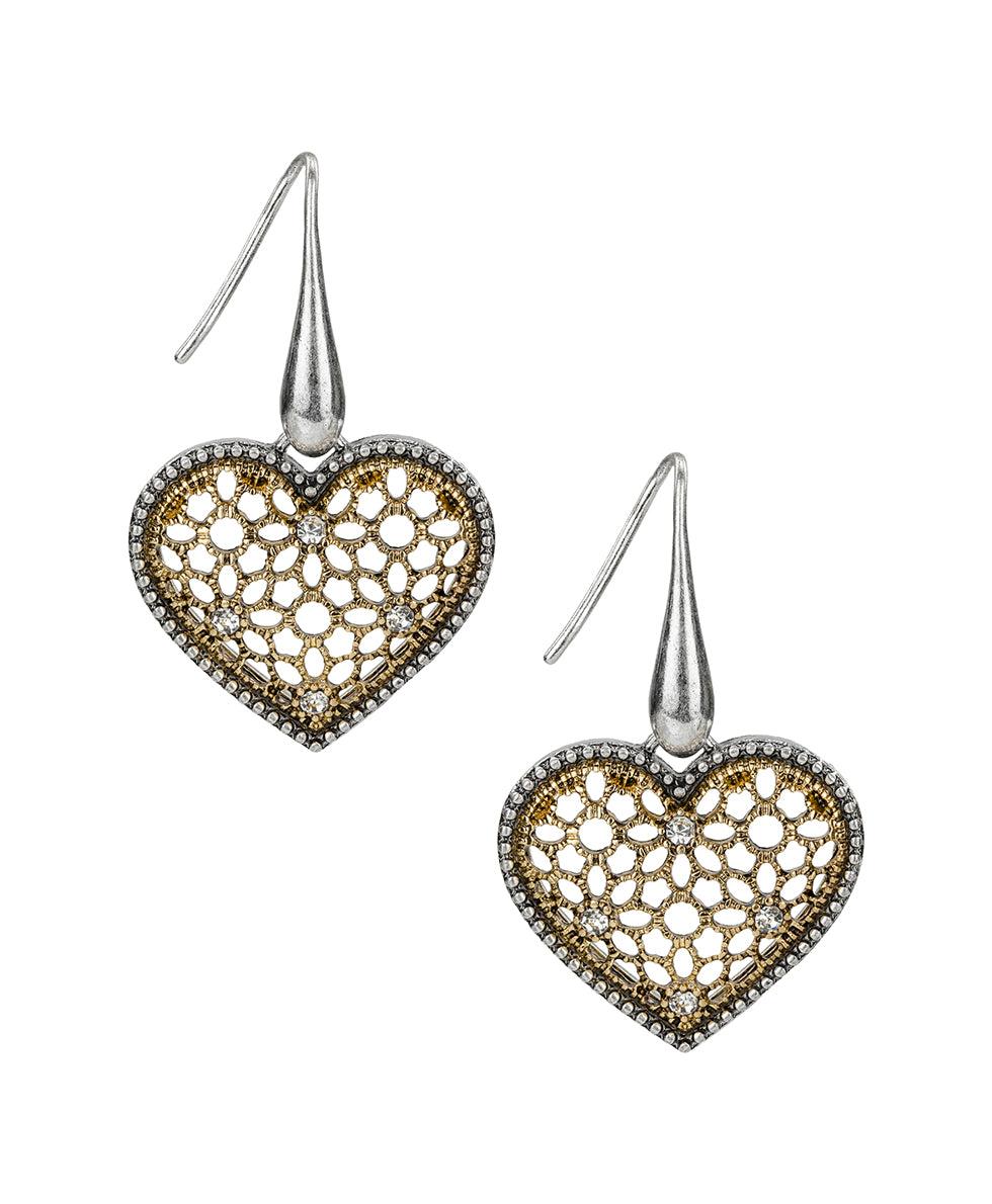 patricia nash Heart Drop Earrings Filigree