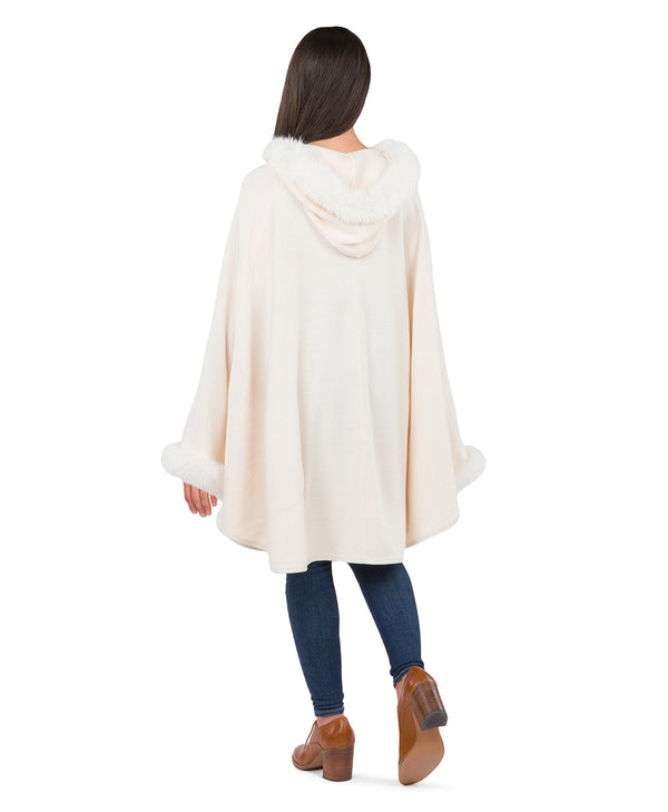 Patricia Nash Hooded Cape With Faux Fur Vintage