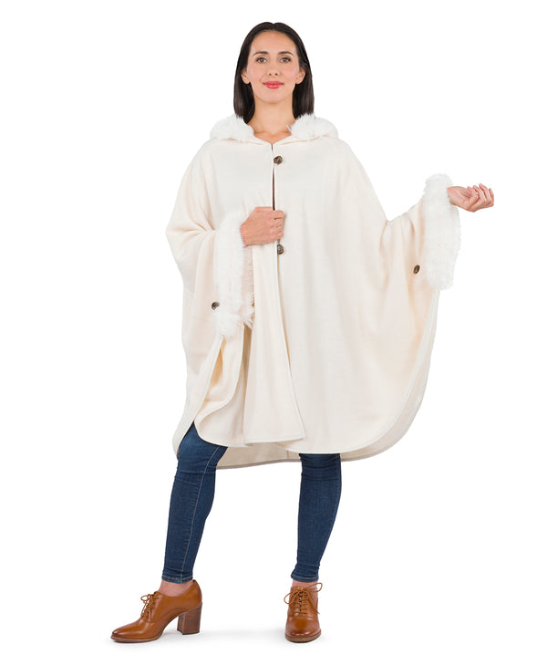 Patricia Nash Hooded Cape With Faux Fur Vintage