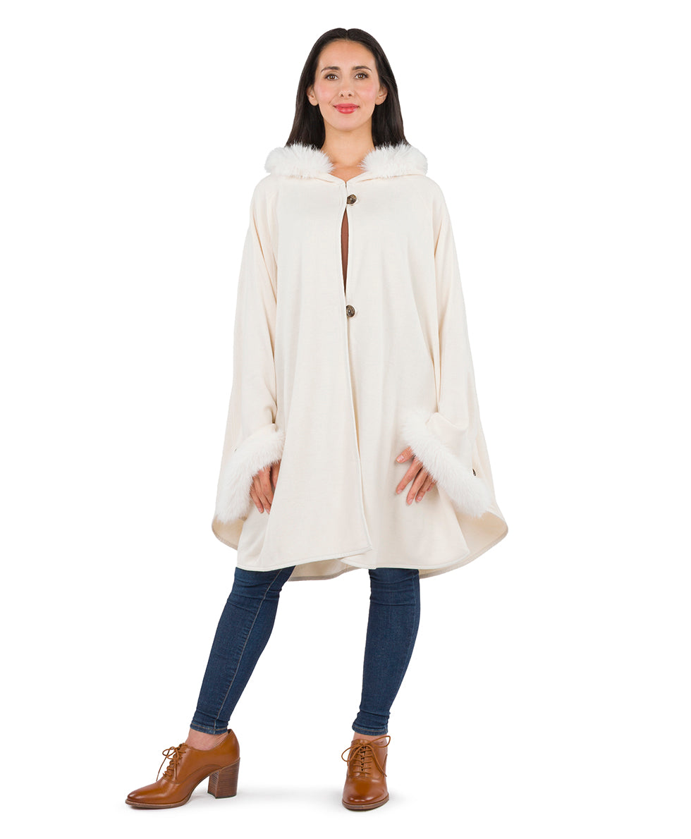 patricia nash Hooded Cape with Faux Fur Vintage