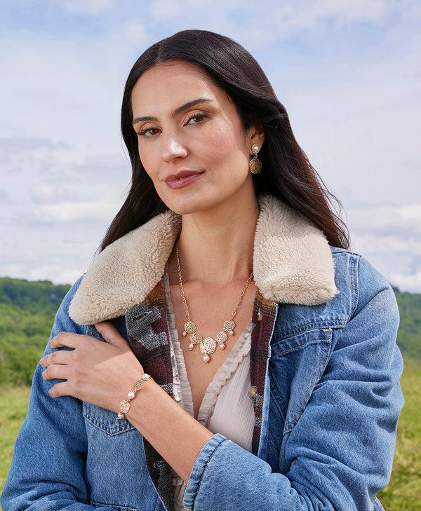 Patricia Nash Laser Cut Roses Necklace Rosey