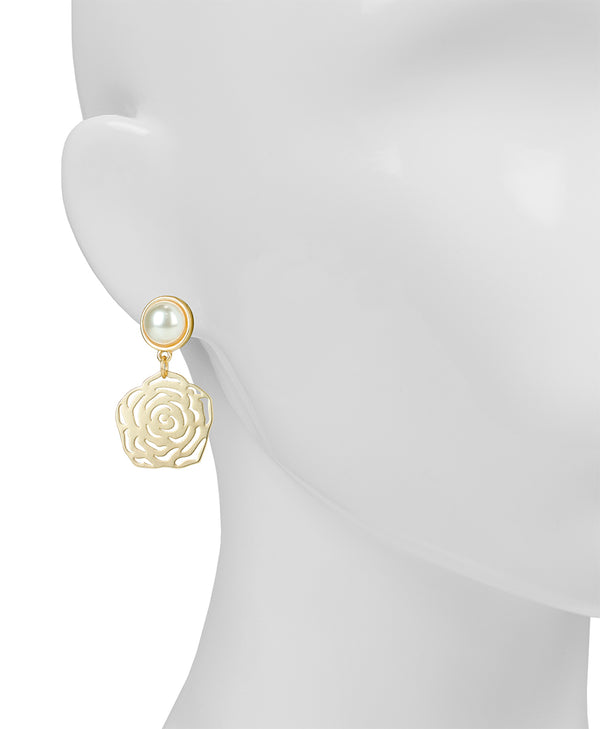 Patricia Nash Mabe Pearl Laser Cut Earrings Rosey
