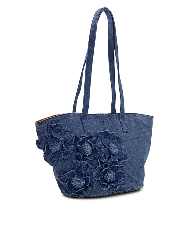 Patricia Nash Marconia Tote Floral Applique Denim