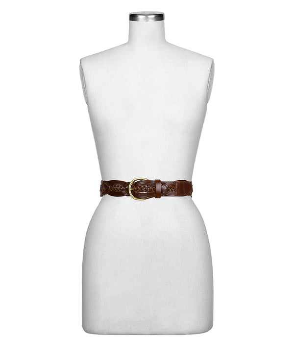 Patricia Nash Melissa Belt Braided Stitched — Cognac
