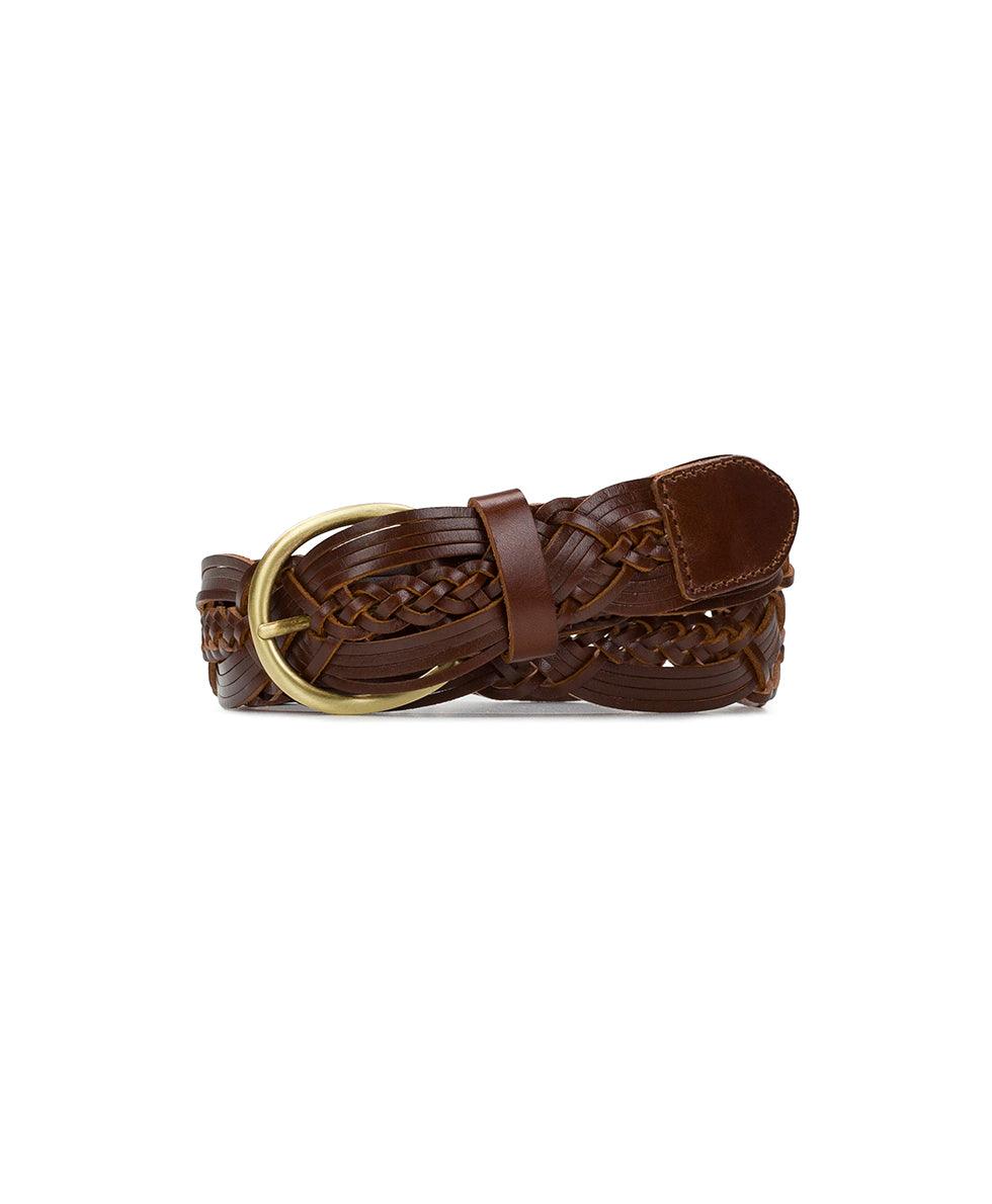 patricia nash Melissa Belt Braided Stitched — Cognac