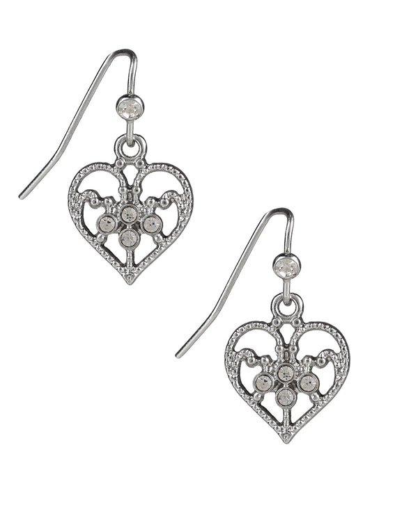 Patricia Nash Mini Heart Drop Earrings Filigree