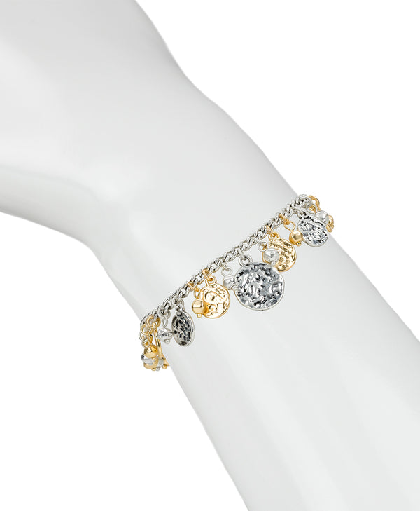 Patricia Nash Multi Charm Bracelet Hammered Link