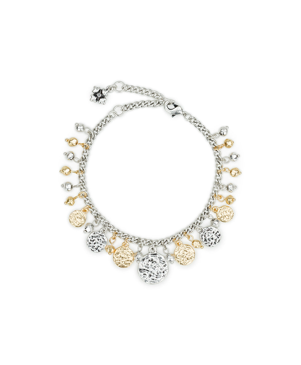 patricia nash Multi Charm Bracelet Hammered Link