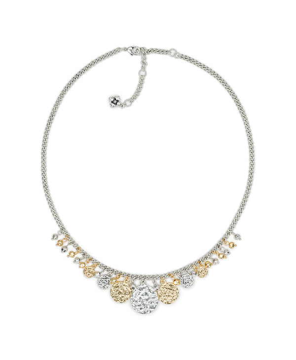 Patricia Nash Multi Charm Necklace Hammered Link