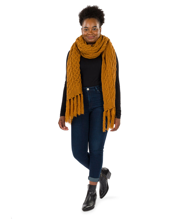 Patricia Nash Oversize Cable Knit Scarf Fringed