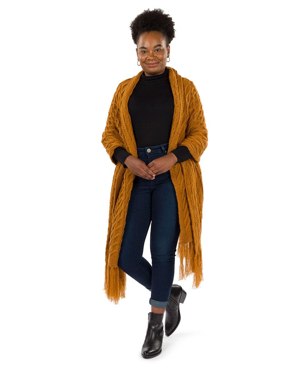 patricia nash Oversize Cable Knit Scarf Fringed