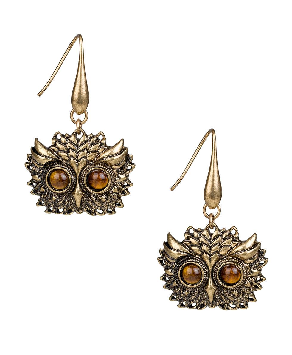 patricia nash Owl Head Drop Earrings Night Owl