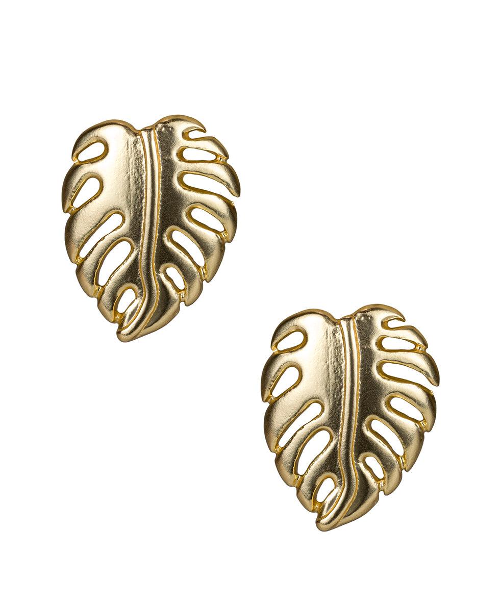 patricia nash Palm Leaf Button Earrings Seashore